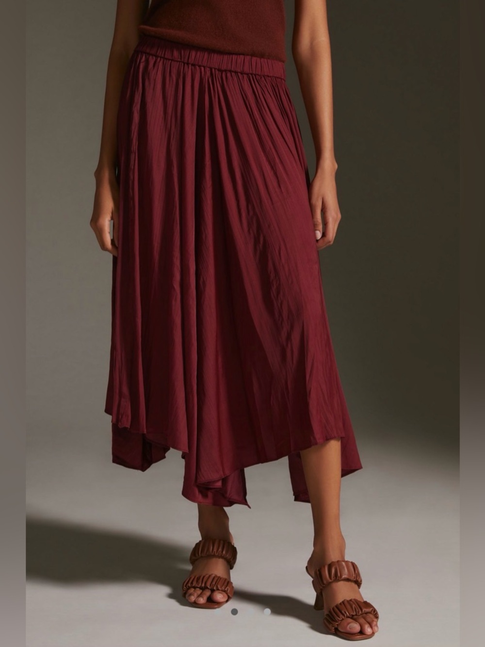 NWOT Anthropologie Sleek A-Line Skirt (Wine) // Size L